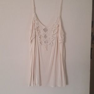 Beautiful cream tank top with crocheted lace